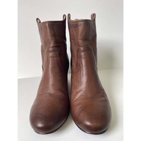 Frye Carson Wedge Ankle Bootie Brown Leather Women’s Size 9.5M | Classic Pull-On - Picture 8 of 10